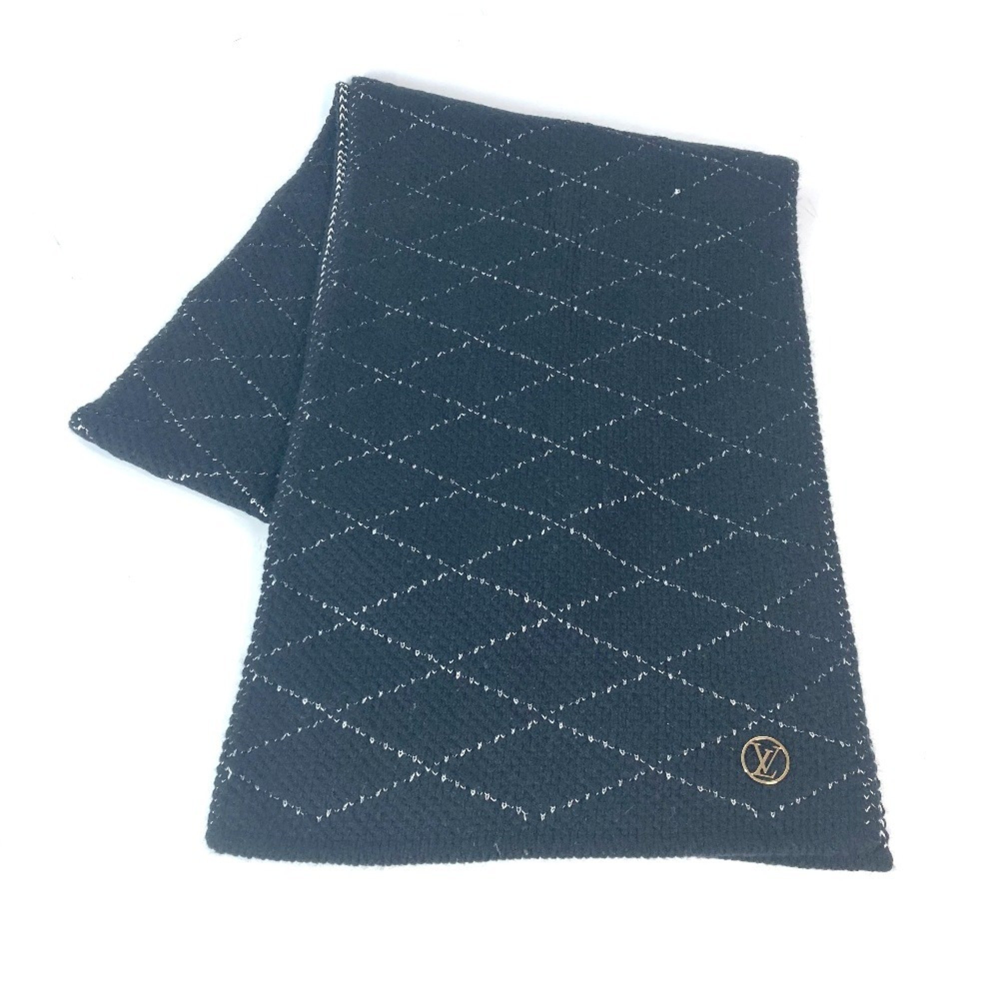 LOUIS VUITTON M75767 Echarpe Maltage Quilted Scarf Wool Cashmere Women's Black