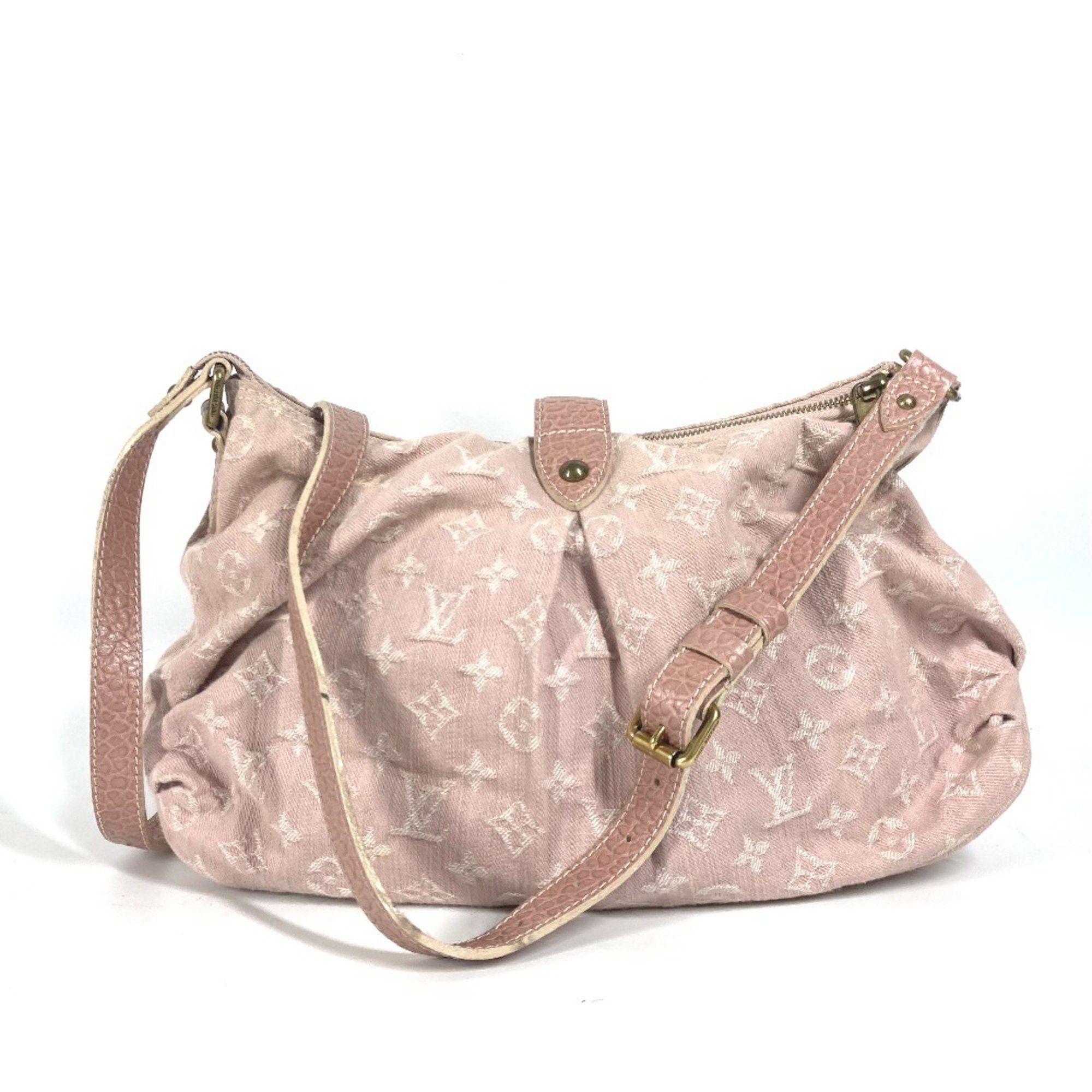 LOUIS VUITTON M95833 Monogram Denim Slightly Shoulder Bag Women's Pink