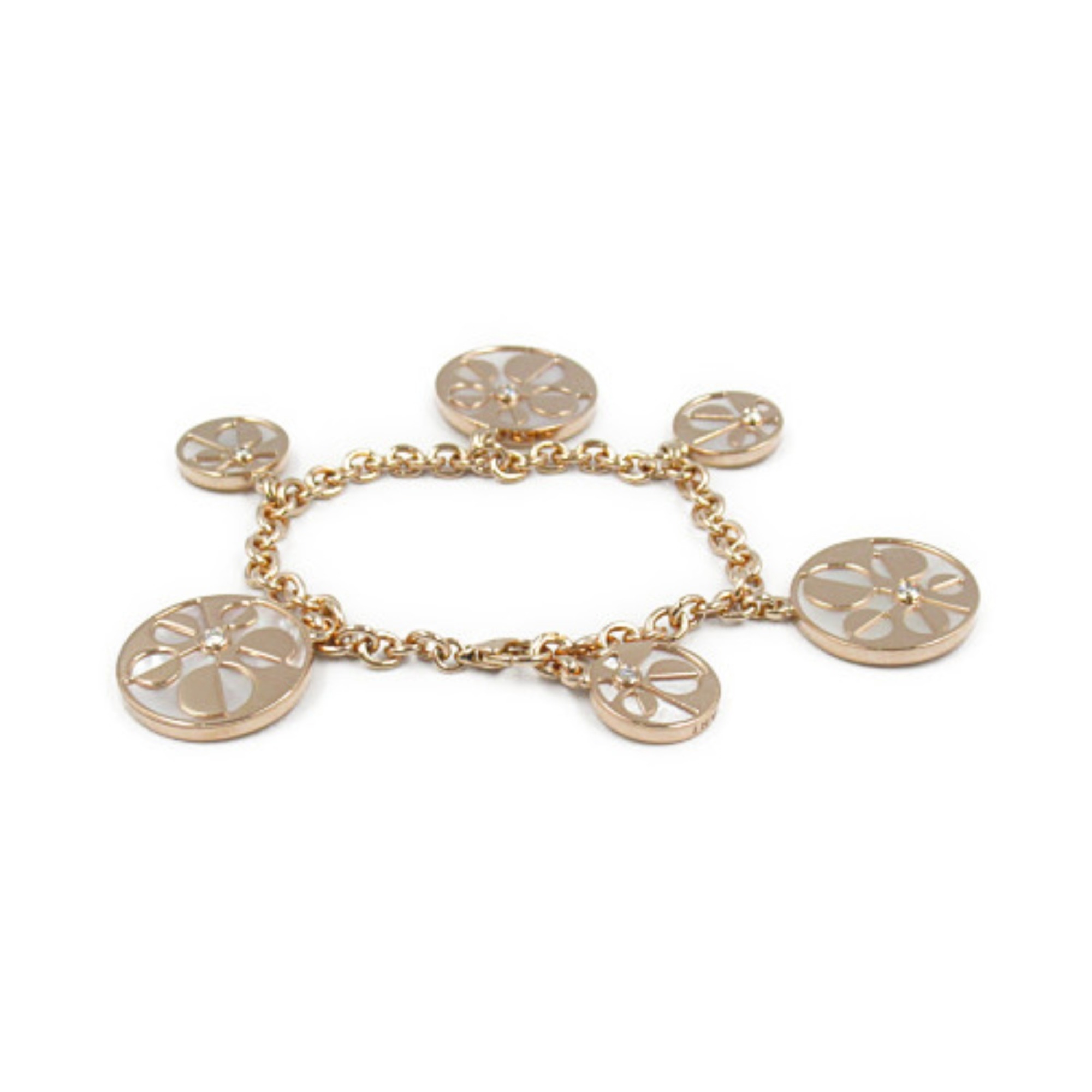 BVLGARI Intarsio Shell Diamond Bracelet K18PG (Pink Gold) Ladies Clear White