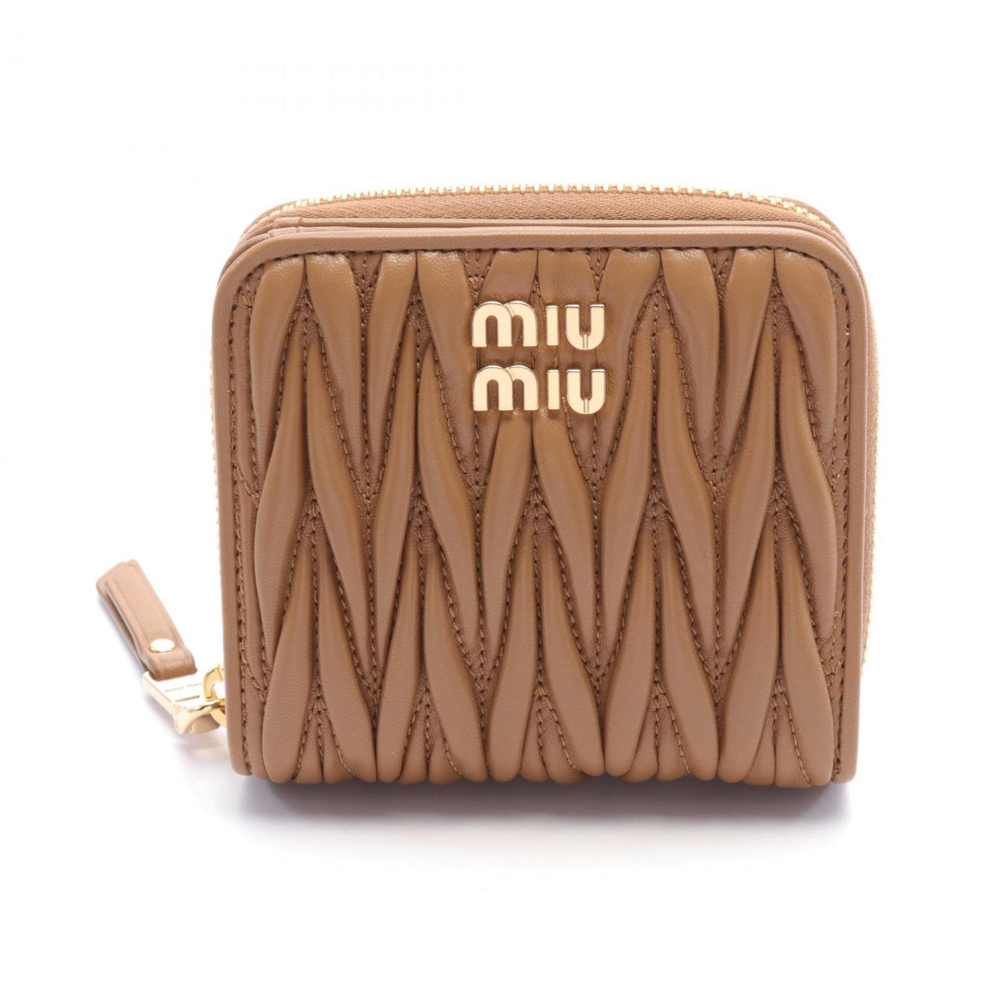 Miu Miu Miu MATELASSE'1 Matelasse Bi-fold Wallet Leather Women's Brown 5ML5222FPPF098L