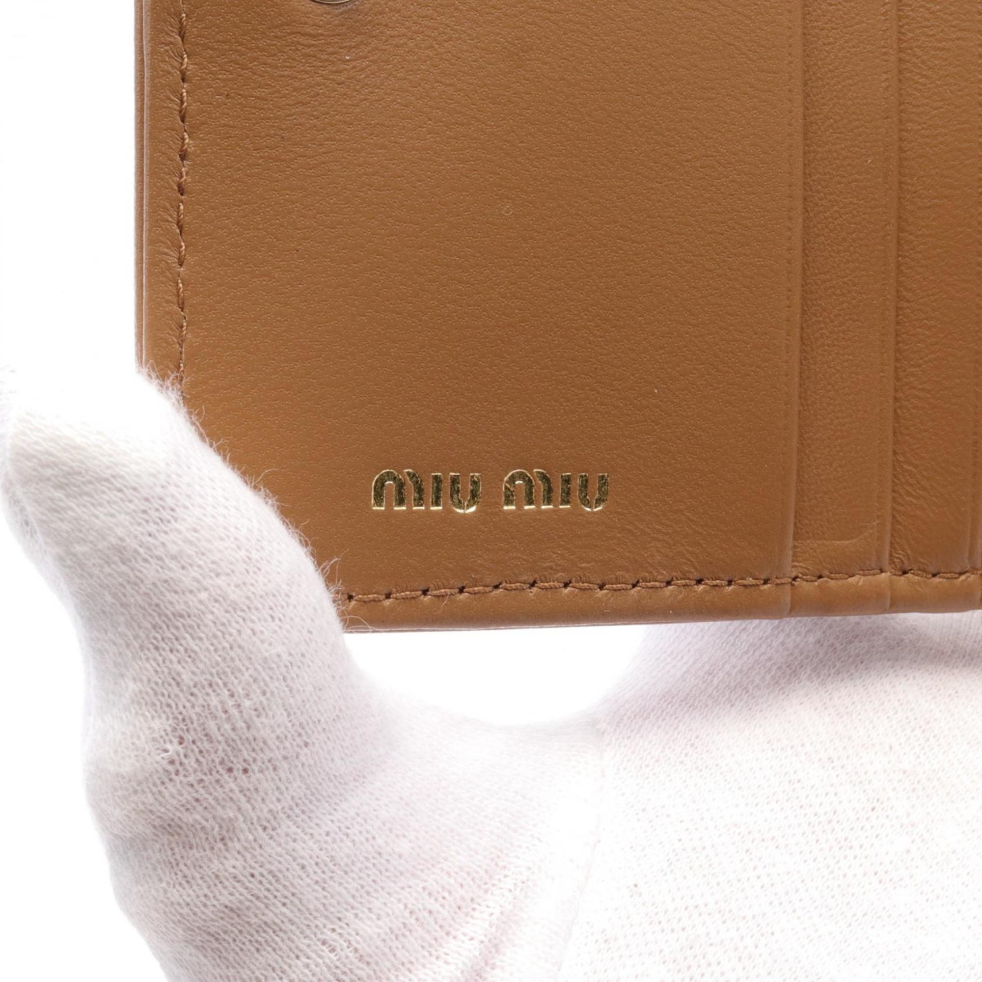 Miu Miu Miu MATELASSE'1 Matelasse Bi-fold Wallet Leather Women's Brown 5ML5222FPPF098L