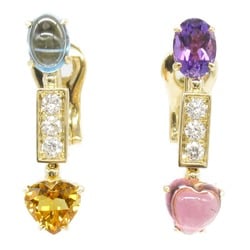 BVLGARI Allegra Earrings, K18 (yellow gold), diamond, amethyst, pink tourmaline, citrine, blue topaz, women's, multi-color