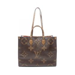 LOUIS VUITTON On the Go GM Shoulder Bag, Coated Canvas, Leather, Monogram Giant Reverse, Women's, Brown, M45320