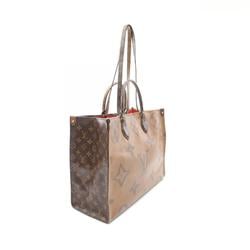 LOUIS VUITTON On the Go GM Shoulder Bag, Coated Canvas, Leather, Monogram Giant Reverse, Women's, Brown, M45320