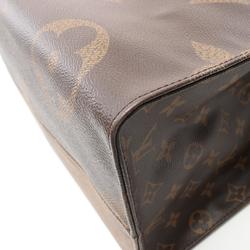 LOUIS VUITTON On the Go GM Shoulder Bag, Coated Canvas, Leather, Monogram Giant Reverse, Women's, Brown, M45320