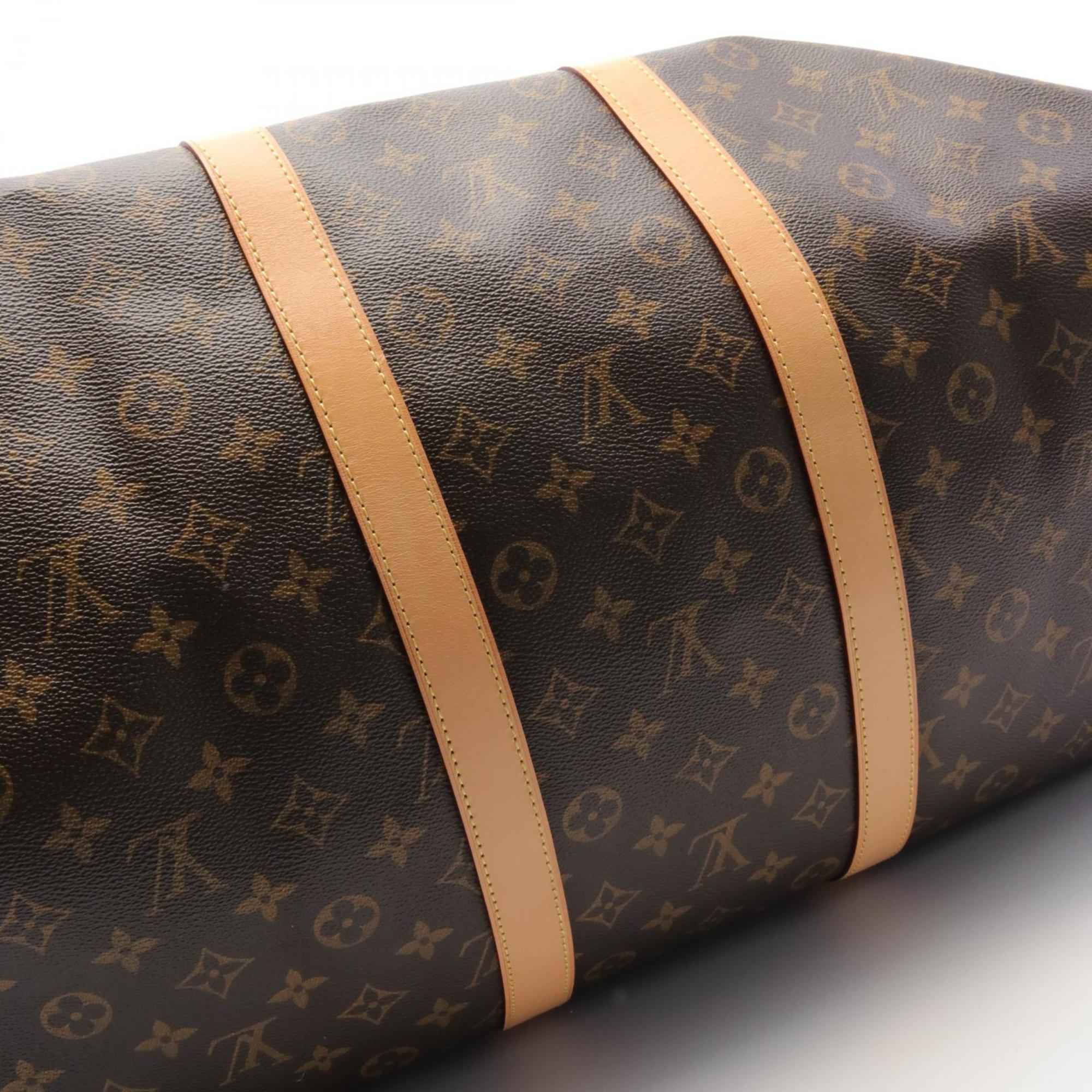 Louis Vuitton Keepall Bandouliere 55 Monogram Boston Bag Coated Canvas Leather Men's Women's Brown M41414