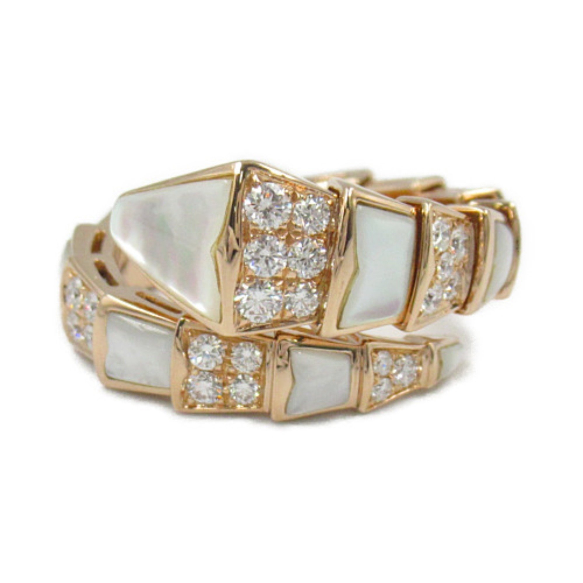 BVLGARI Serpenti Viper Ring, K18PG (pink gold), diamond, mother of pearl, ladies, clear, white