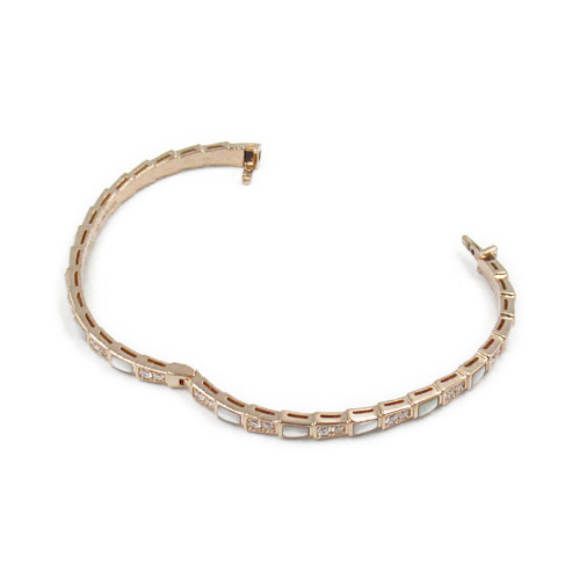 BVLGARI Serpenti Viper Mother of Pearl Diamond Bracelet K18PG (Pink Gold) Ladies Clear White