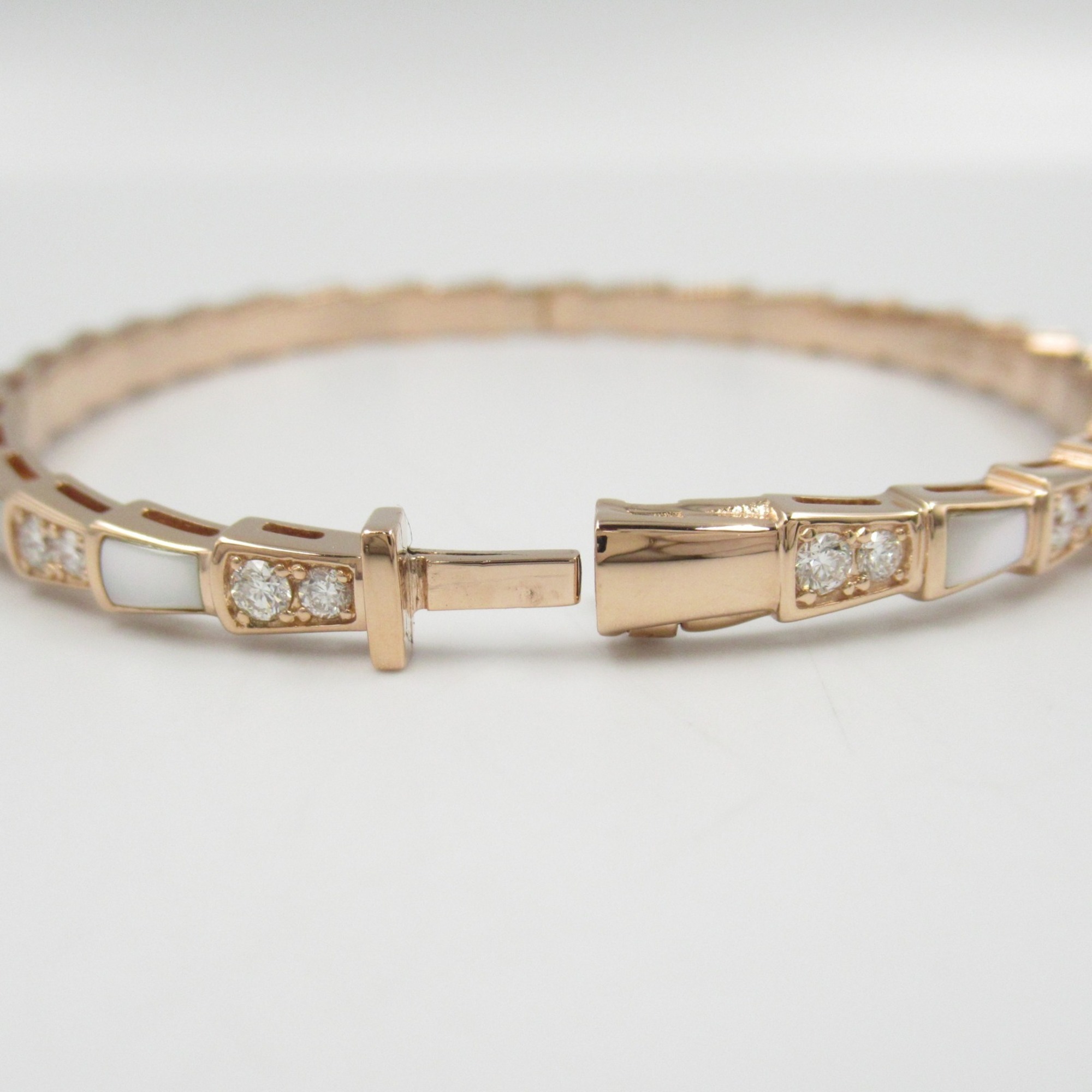 BVLGARI Serpenti Viper Mother of Pearl Diamond Bracelet K18PG (Pink Gold) Ladies Clear White