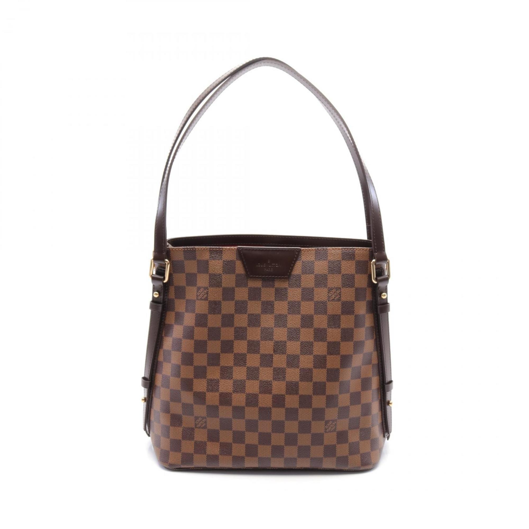 Louis Vuitton LOUIS VUITTON Cabas Rivington Damier Ebene Shoulder Bag Coated Canvas Leather Women's Brown N41108