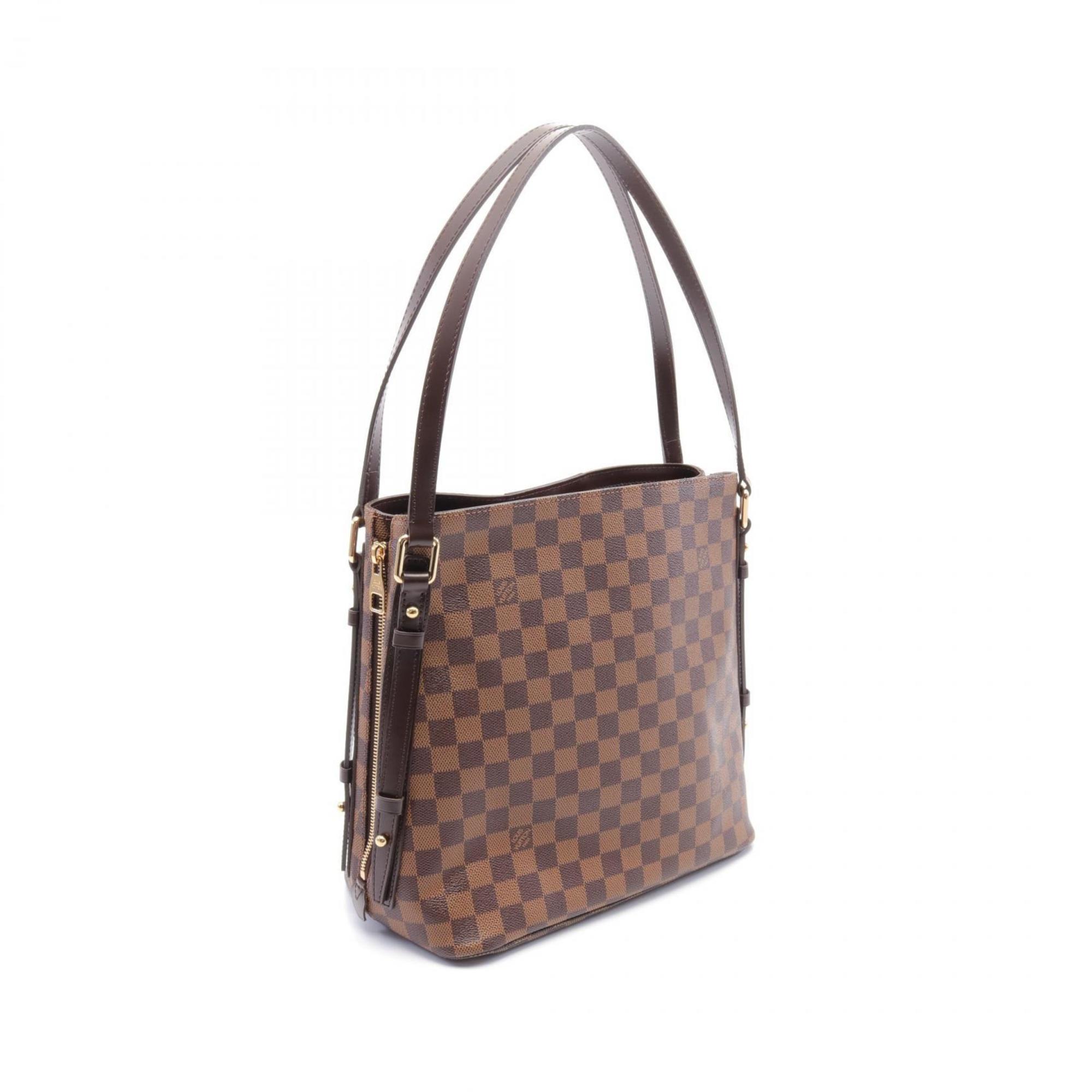 Louis Vuitton LOUIS VUITTON Cabas Rivington Damier Ebene Shoulder Bag Coated Canvas Leather Women's Brown N41108