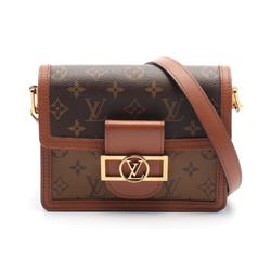 Louis Vuitton Dauphine MINI Shoulder Bag, Coated Canvas, Leather, Monogram Reverse, Women's, Brown, Beige, M45959