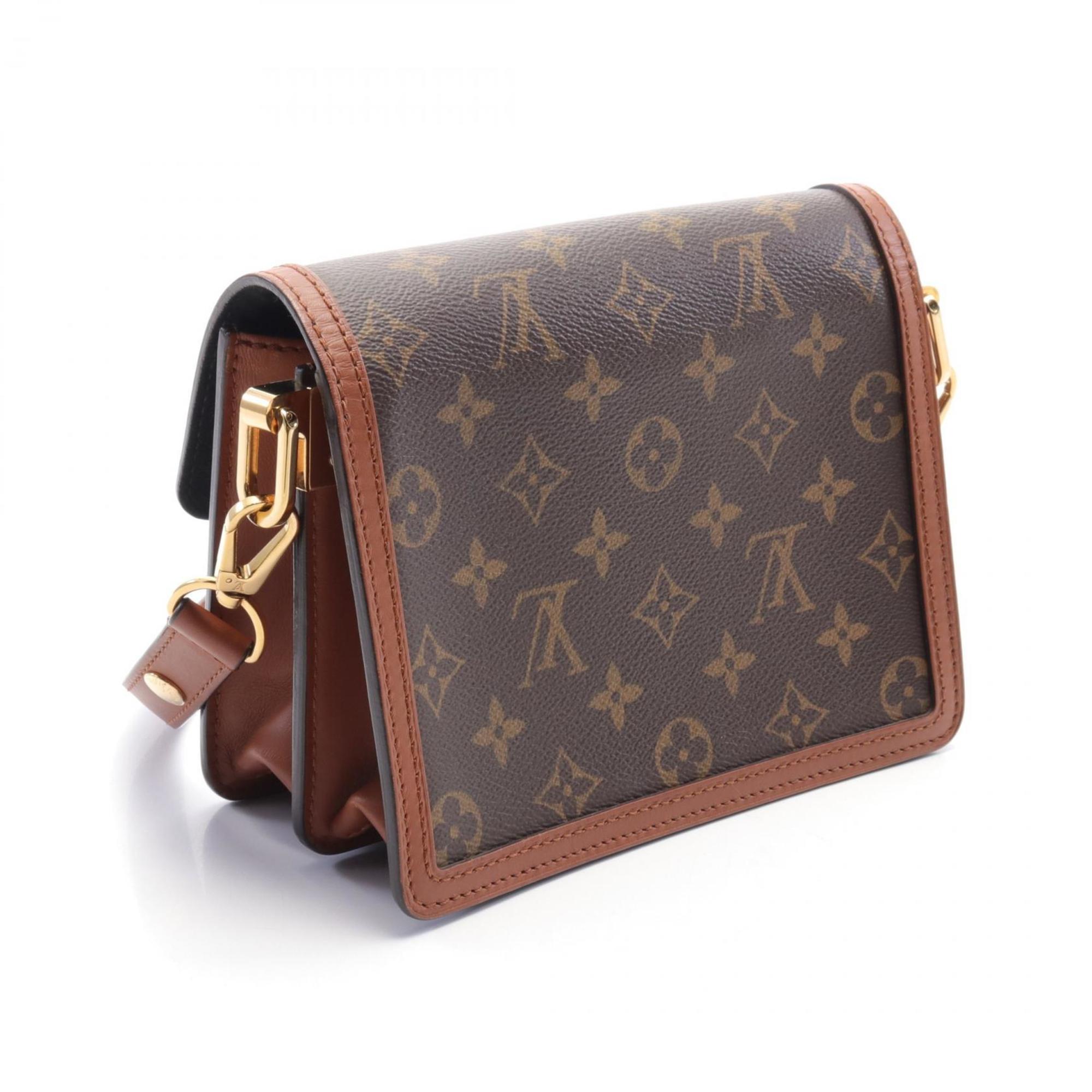 Louis Vuitton Dauphine MINI Shoulder Bag, Coated Canvas, Leather, Monogram Reverse, Women's, Brown, Beige, M45959