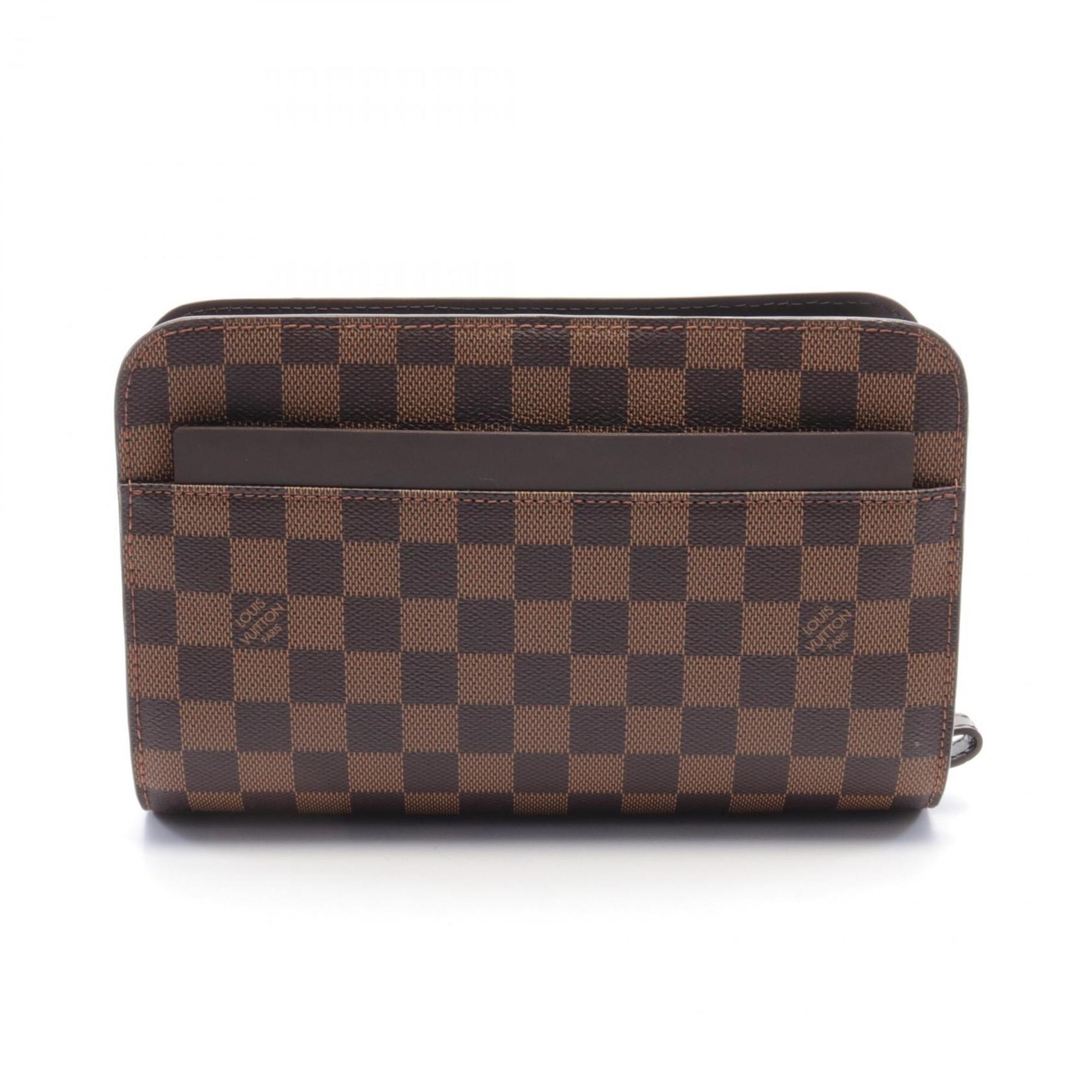 Louis Vuitton LOUIS VUITTON Saint Damier Ebene Second Bag Clutch Coated Canvas Leather Men's Brown N51993