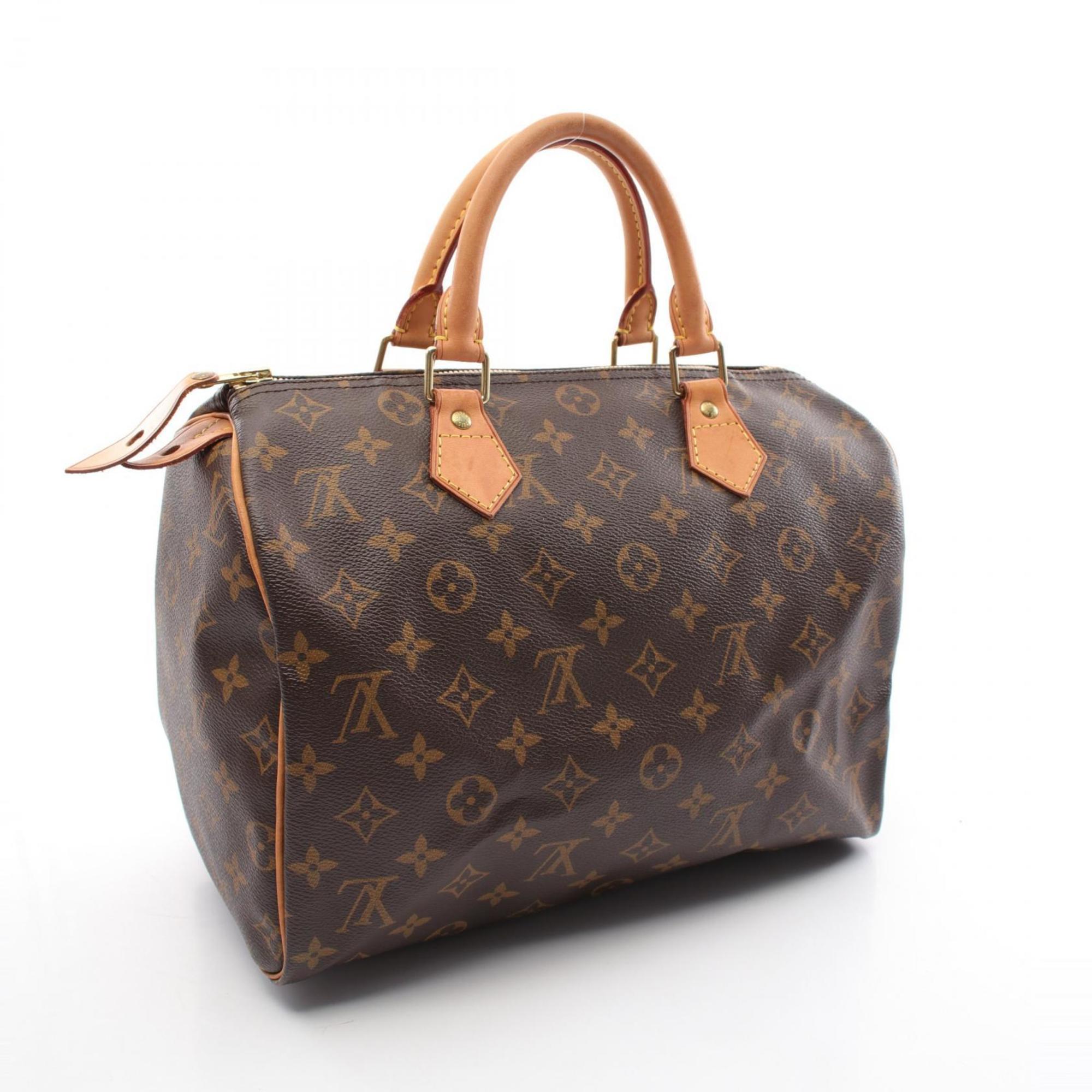 Louis Vuitton Speedy 30 Monogram Handbag Bag Coated Canvas Leather Women's Brown M41526