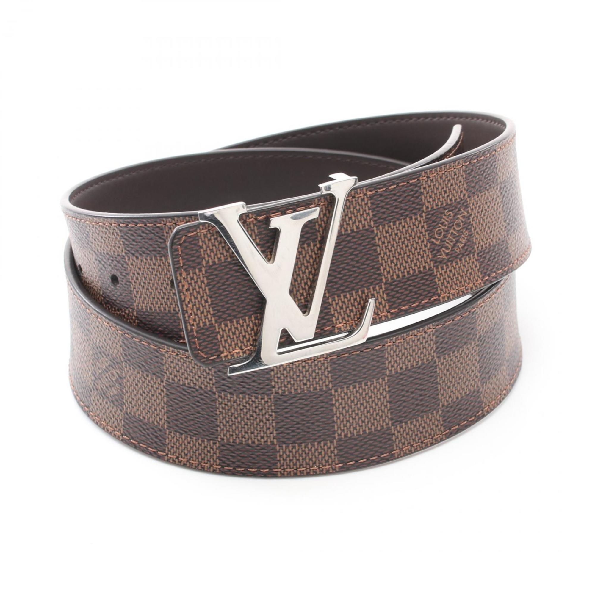 LOUIS VUITTON Santur LV Initial 40MM Reversible Damier Ebene Belt Clothing Coated Canvas Leather Men's Brown M0212