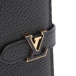 LOUIS VUITTON LV Vertical Wallet Noir Bi-fold Long Taurillon Leather Women's Black M81330