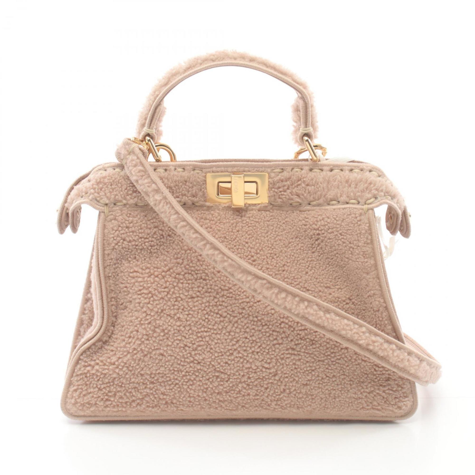 FENDI Peekaboo I See You Small Selleria Handbag Bag Mouton Women's Pink 8BN327