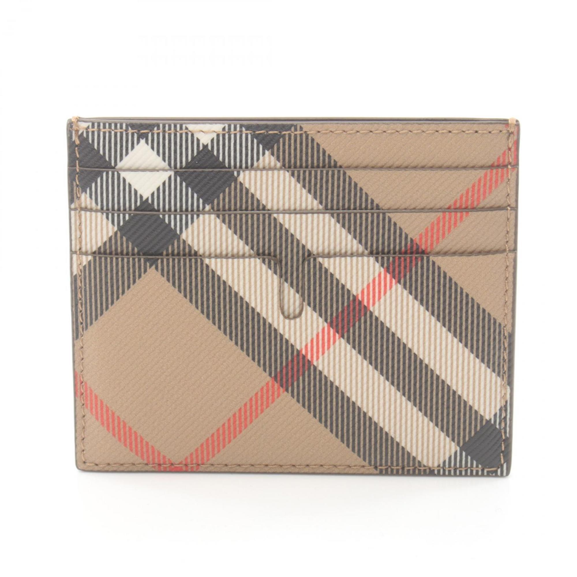 Burberry Check Business Card Holder/Card Case Coated Canvas Men's Women's Beige Multicolor 8095047