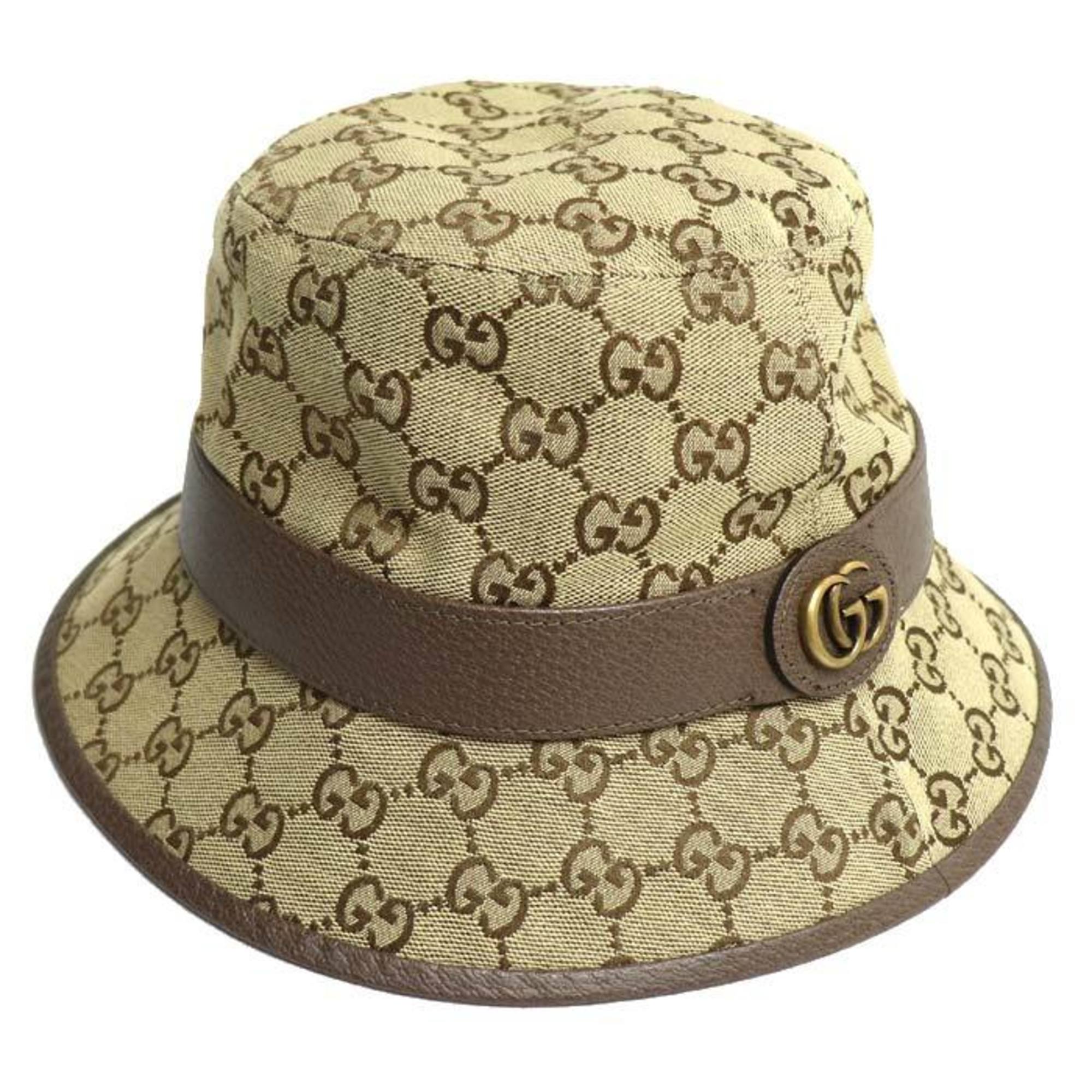 GUCCI GG Canvas Bucket Hat Fedora Beige Brown 576587 4HG62 2564 M Unisex