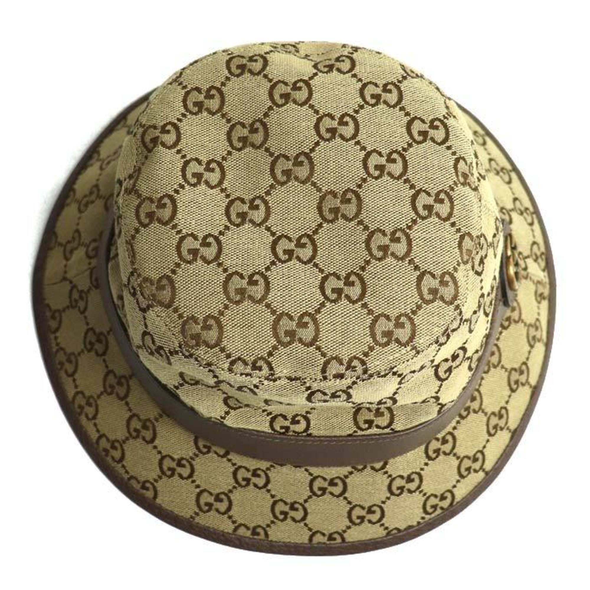 GUCCI GG Canvas Bucket Hat Fedora Beige Brown 576587 4HG62 2564 M Unisex