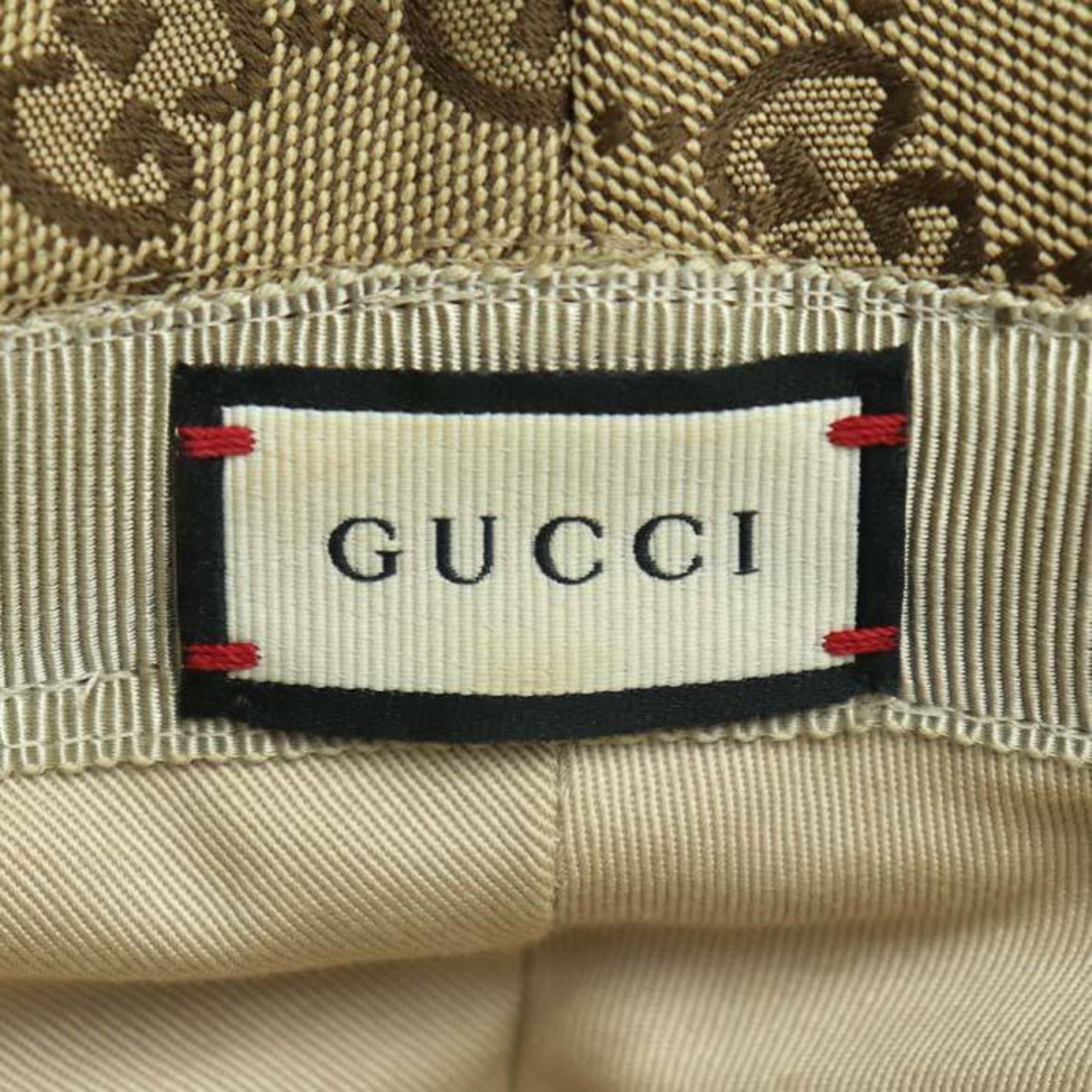 GUCCI GG Canvas Bucket Hat Fedora Beige Brown 576587 4HG62 2564 M Unisex