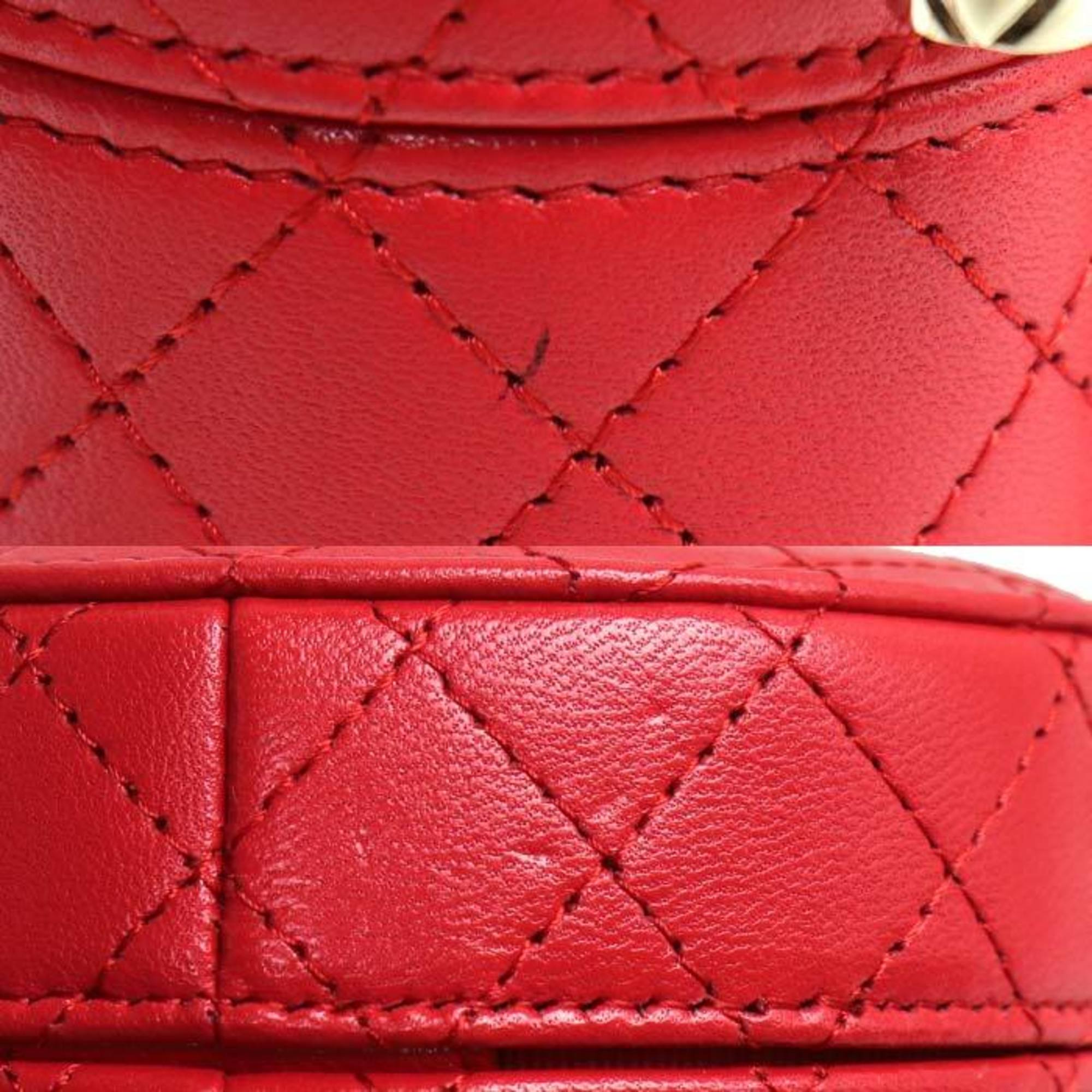 CHANEL Chanel Matelasse Small Vanity Shoulder Bag Red AP1573 Women's