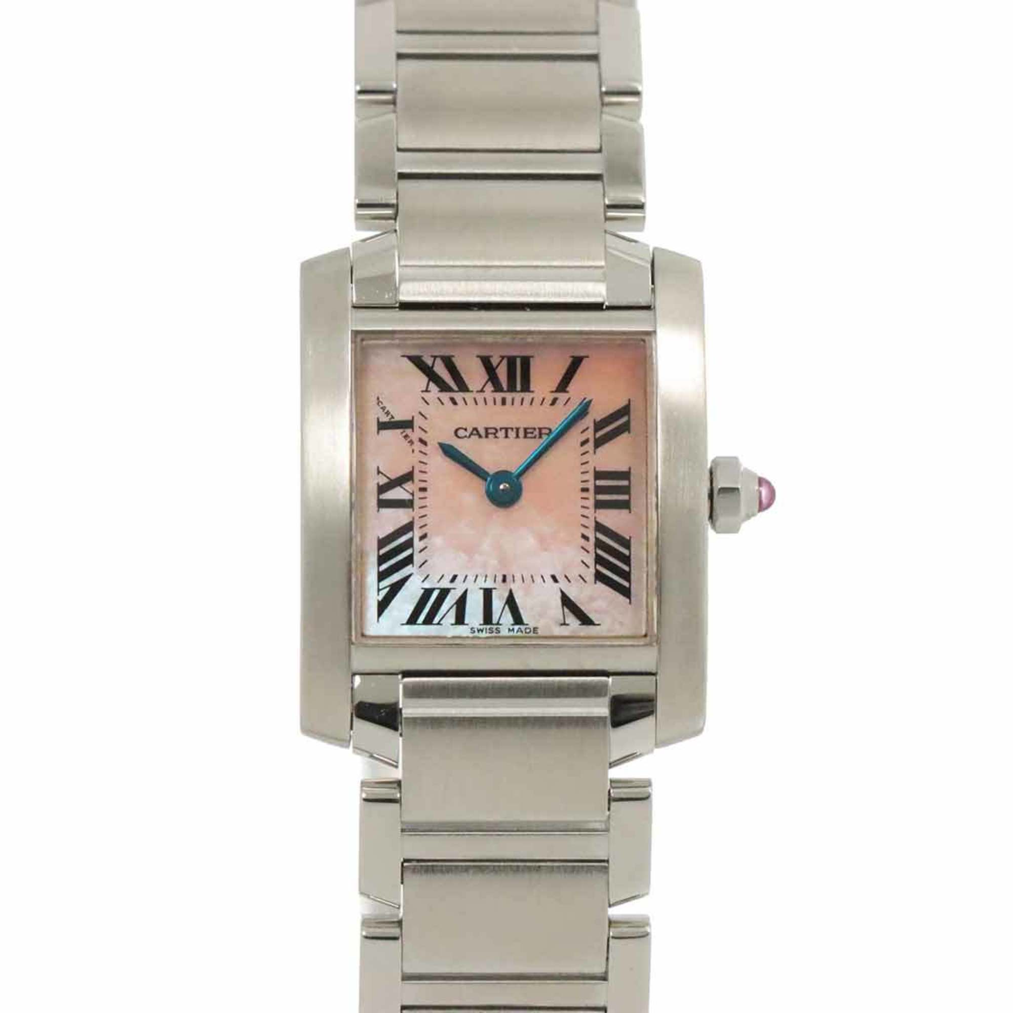 Cartier Tank Francaise SM W51028Q3 Ladies Watch Pink Shell Quartz