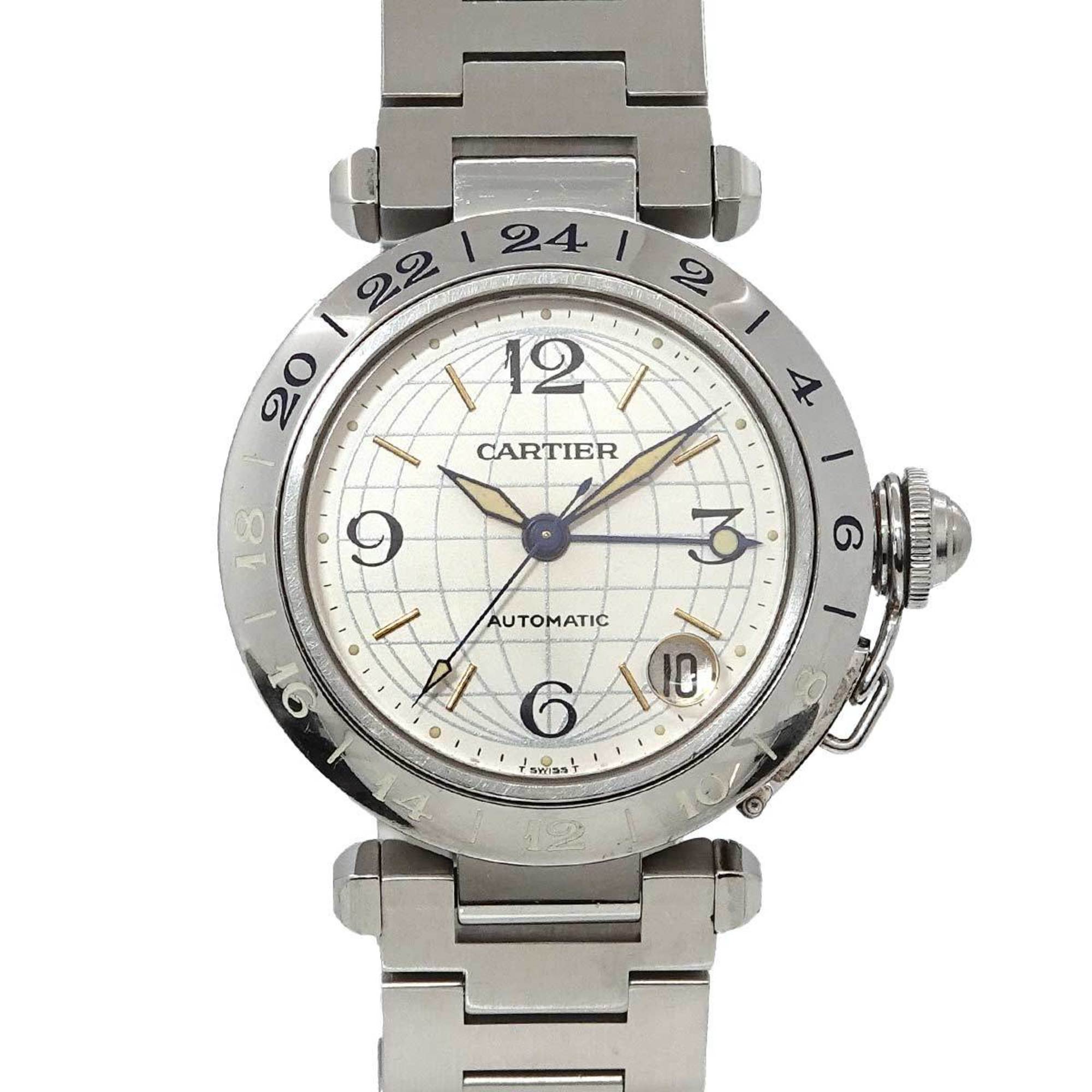 Cartier Pasha C Meridian GMT W31029M7 Boys' Watch Date Silver Automatic Self-Winding PashaC