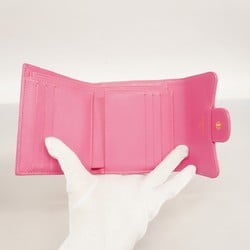 Chanel Tri-fold Wallet V-Stitch Lambskin Pink Champagne Women's