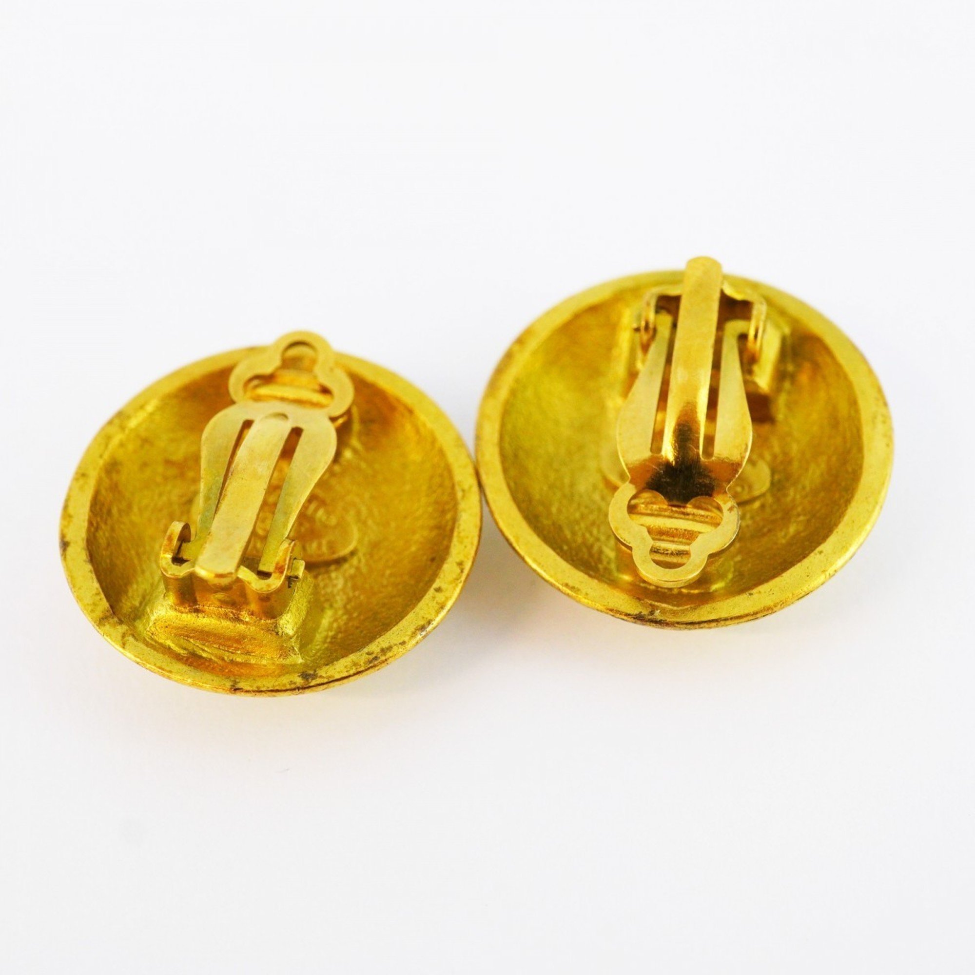 Chanel Earrings Coco Mark Circle GP Plated Gold Ladies