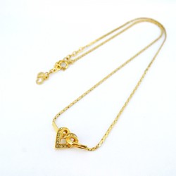 Christian Dior Necklace Heart Motif Rhinestone GP Plated Gold Women's