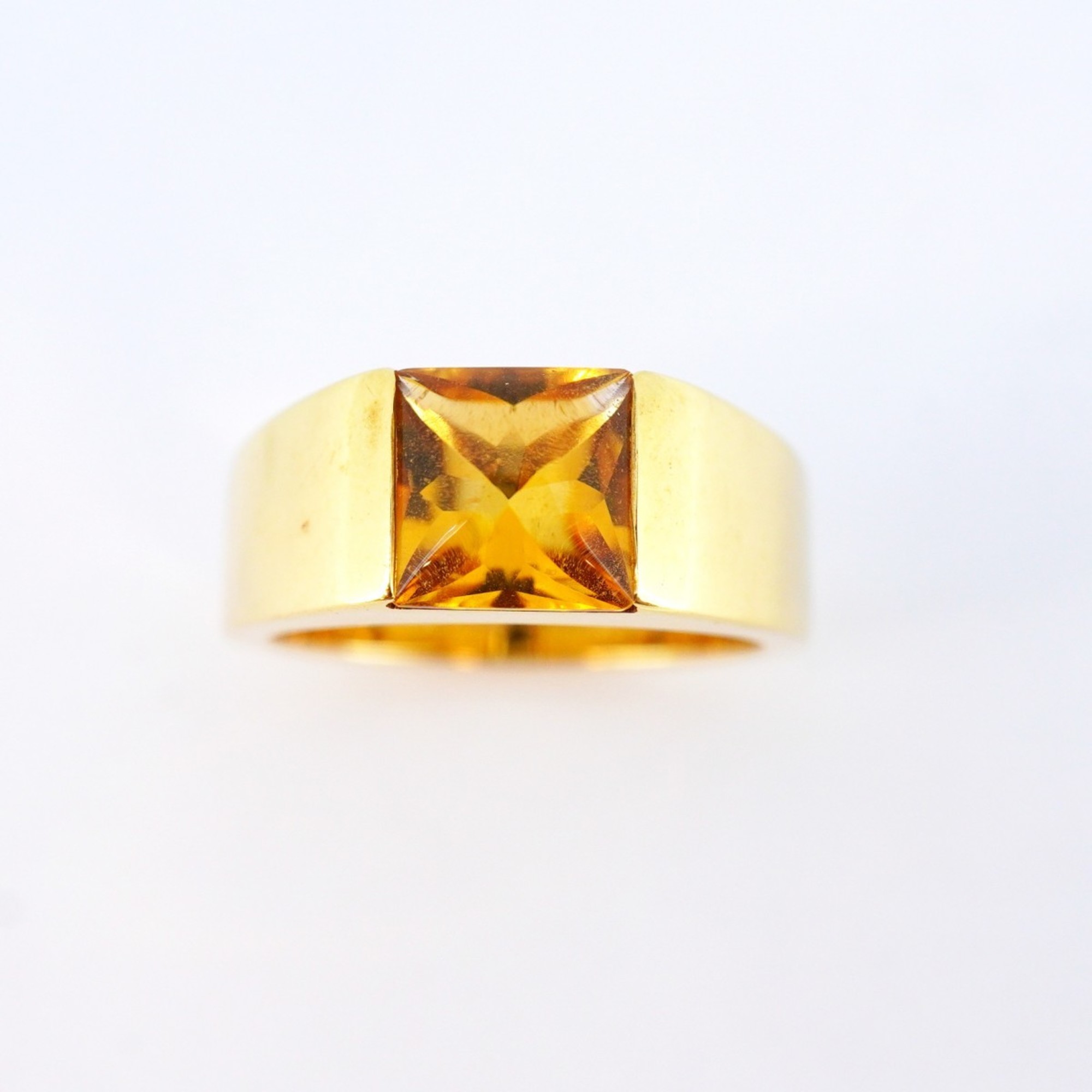 Cartier Tank Citrine Ring, 18K Yellow Gold, #57, Men's