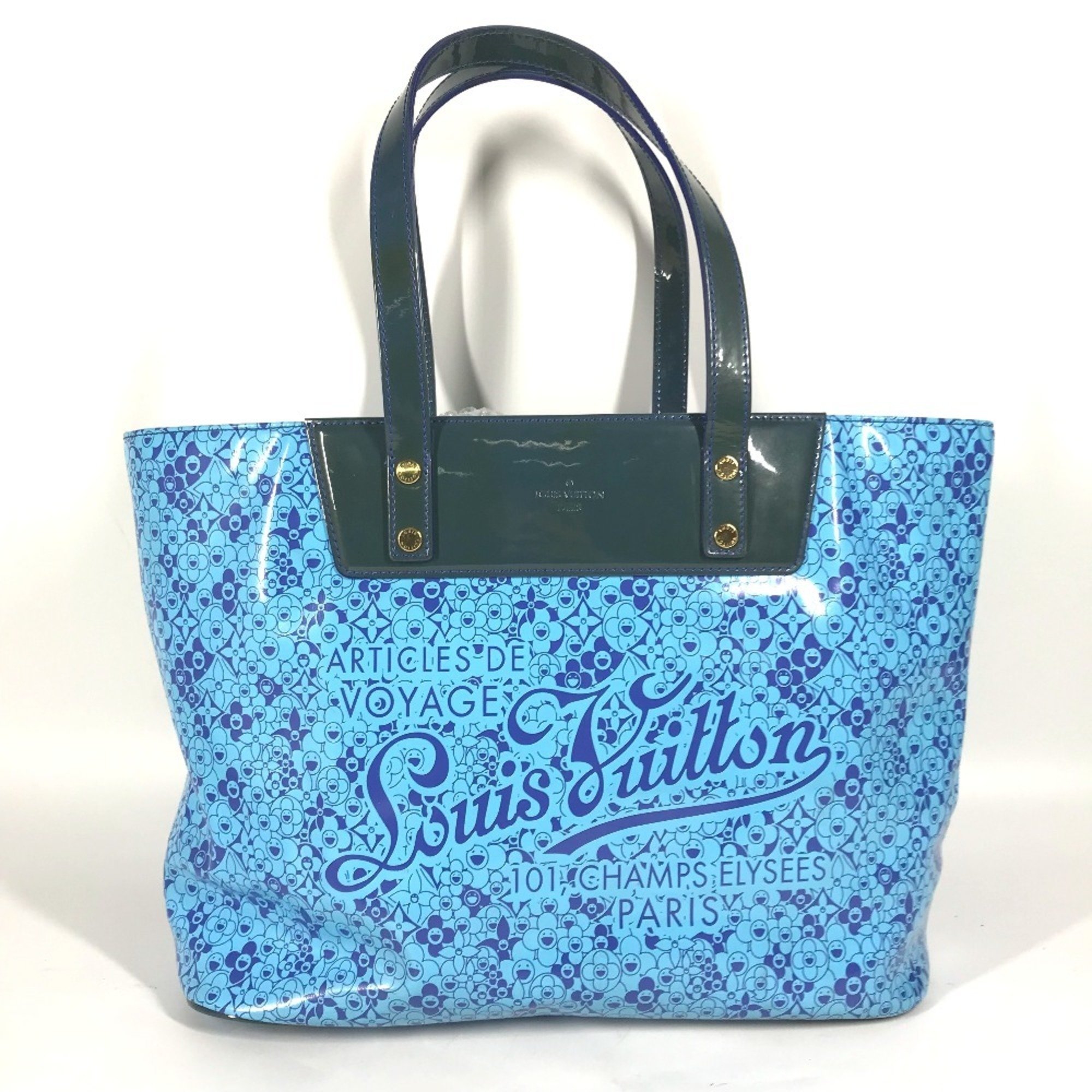 LOUIS VUITTON Louis Vuitton M93161 Cosmic Blossom PM Shoulder Bag Takashi Murakami Tote Leather Women's Blue