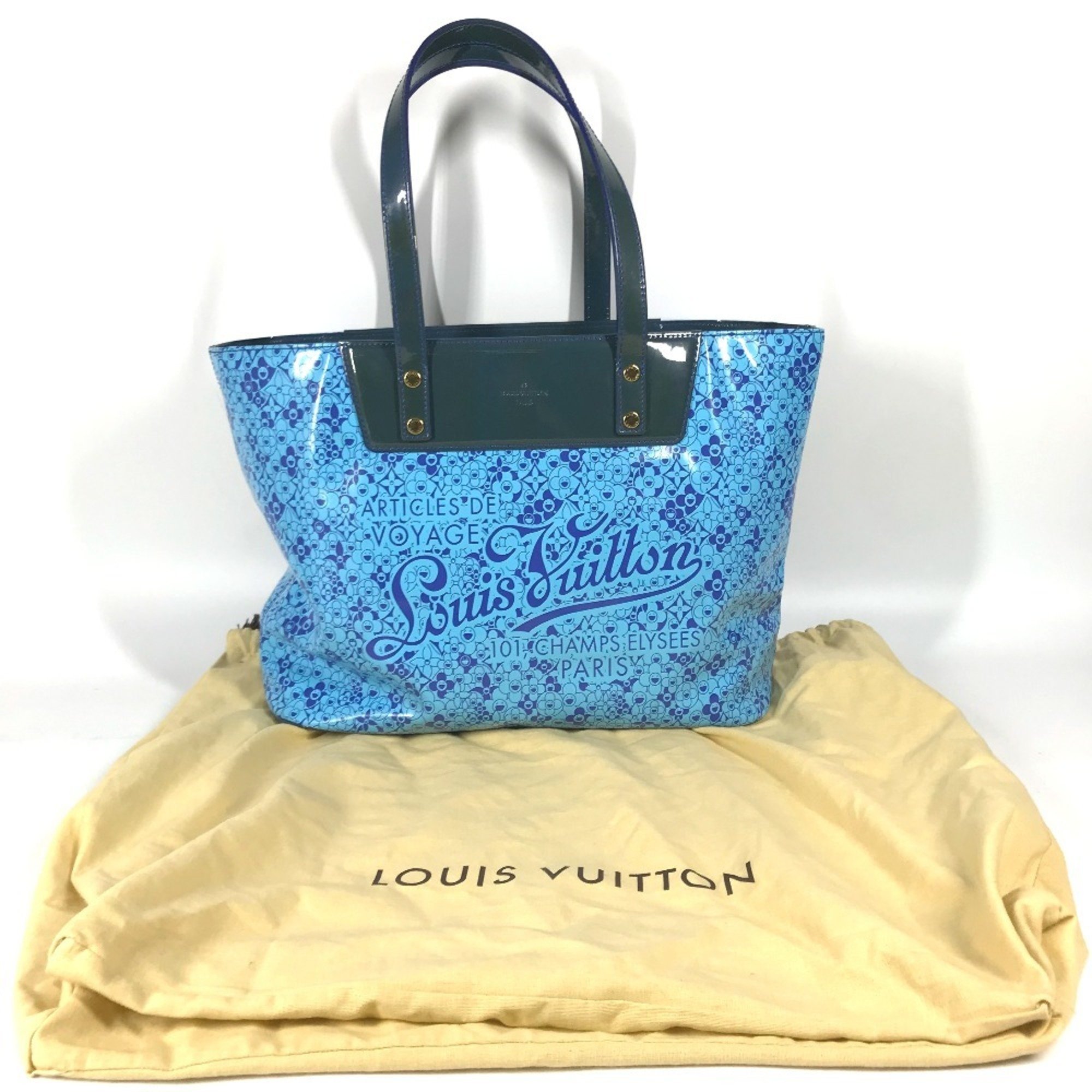 LOUIS VUITTON Louis Vuitton M93161 Cosmic Blossom PM Shoulder Bag Takashi Murakami Tote Leather Women's Blue