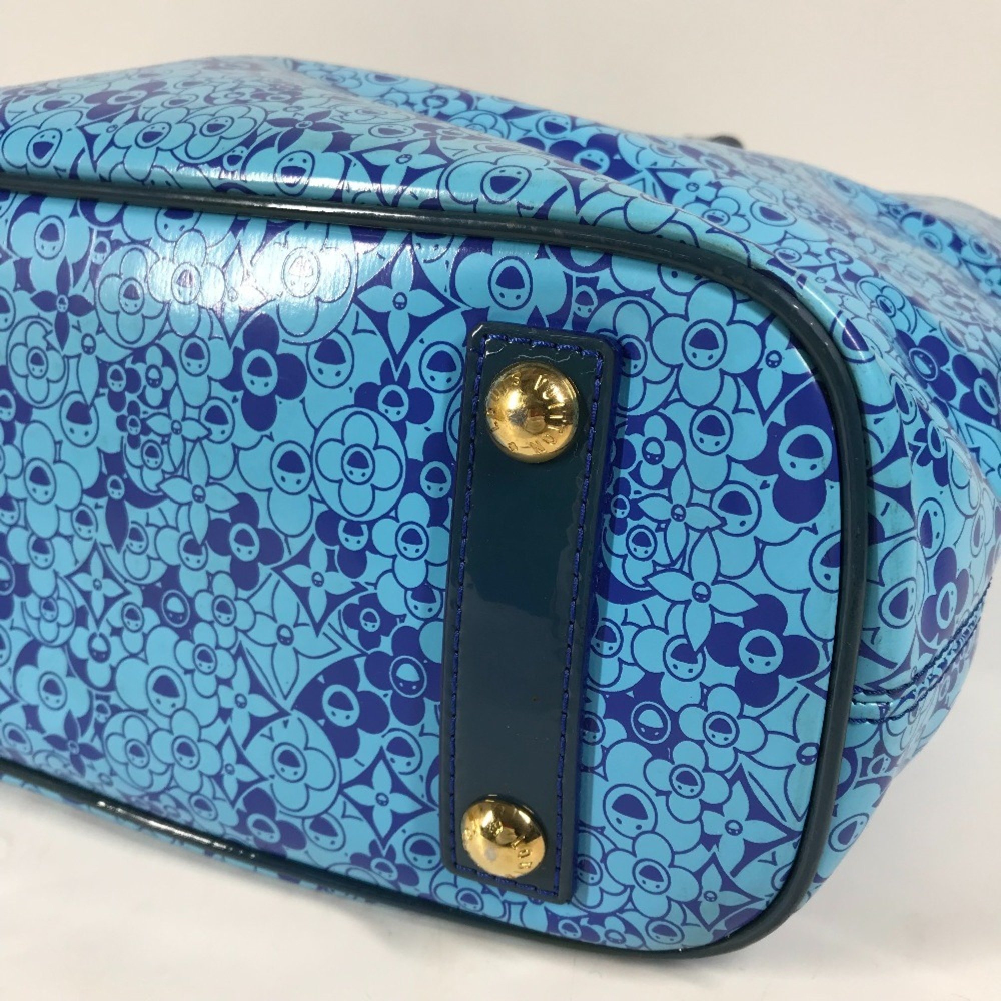 LOUIS VUITTON Louis Vuitton M93161 Cosmic Blossom PM Shoulder Bag Takashi Murakami Tote Leather Women's Blue