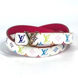 LOUIS VUITTON Louis Vuitton Monogram Multicolor LV Buckle Thin Belt Canvas Women's Blanc White