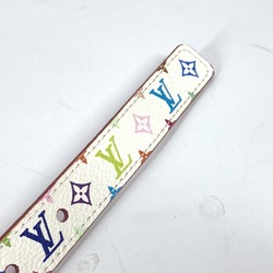 LOUIS VUITTON Louis Vuitton Monogram Multicolor LV Buckle Thin Belt Canvas Women's Blanc White