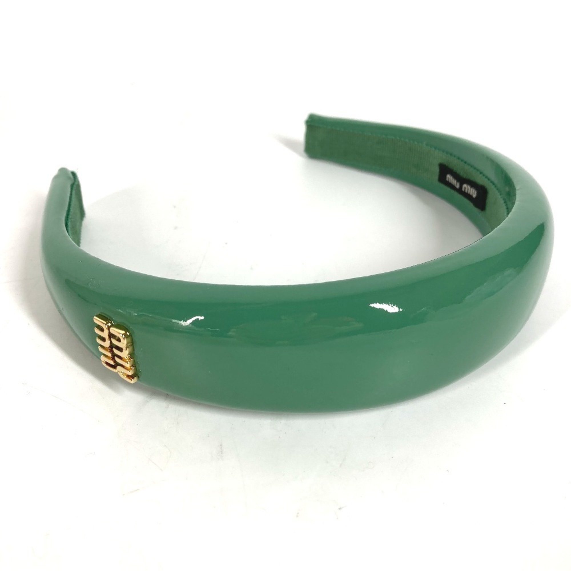 MIUMIU Miu Hair Headband Hairband Patent Leather Women's Green