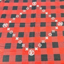 LOUIS VUITTON M90704 Damier Buffalo Shawl Large Scarf Stole Cotton Wool Men's Red