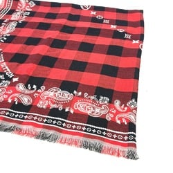 LOUIS VUITTON M90704 Damier Buffalo Shawl Large Scarf Stole Cotton Wool Men's Red