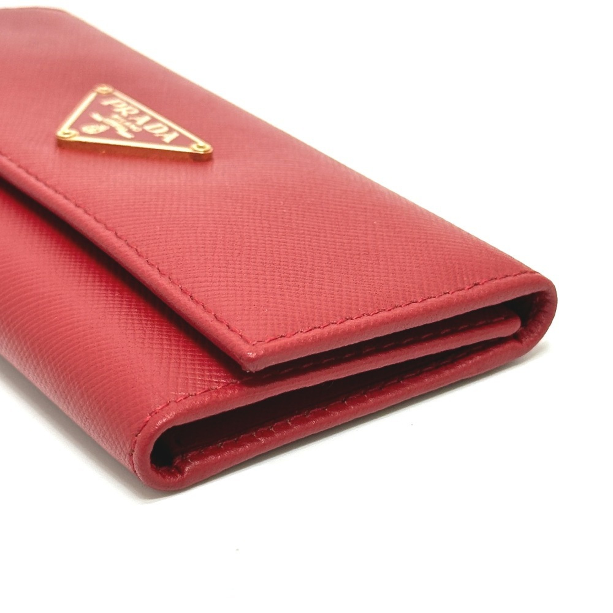 PRADA 1M0223 Triangle Plate 6-ring Key Case for Women, Red