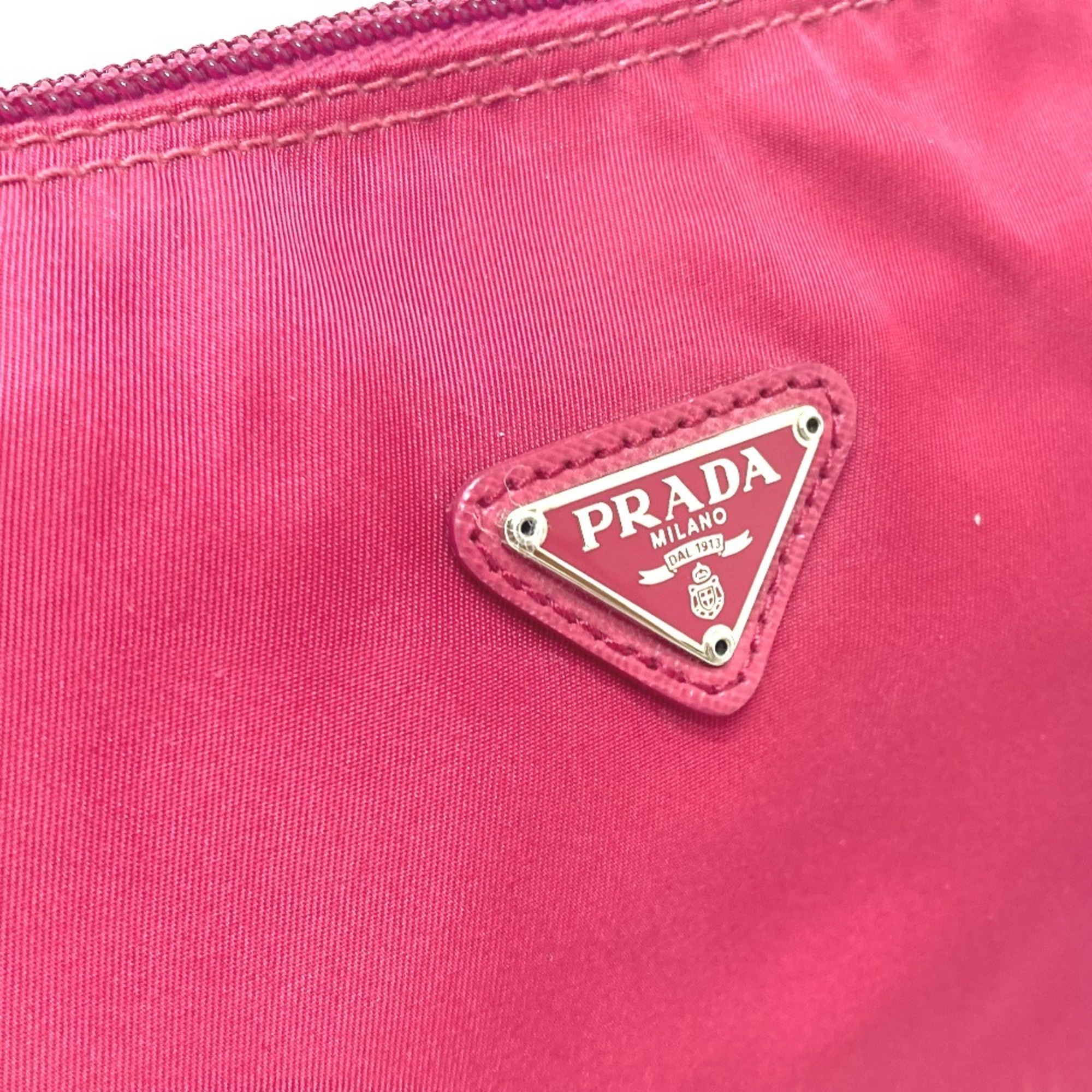 PRADA Prada Triangle Plate Pouch, Accessory, Nylon, Women's, Red