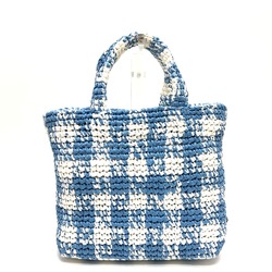 PRADA 1BG422 Small Crochet Basket Tote Bag Handbag Raffia Women's Blue