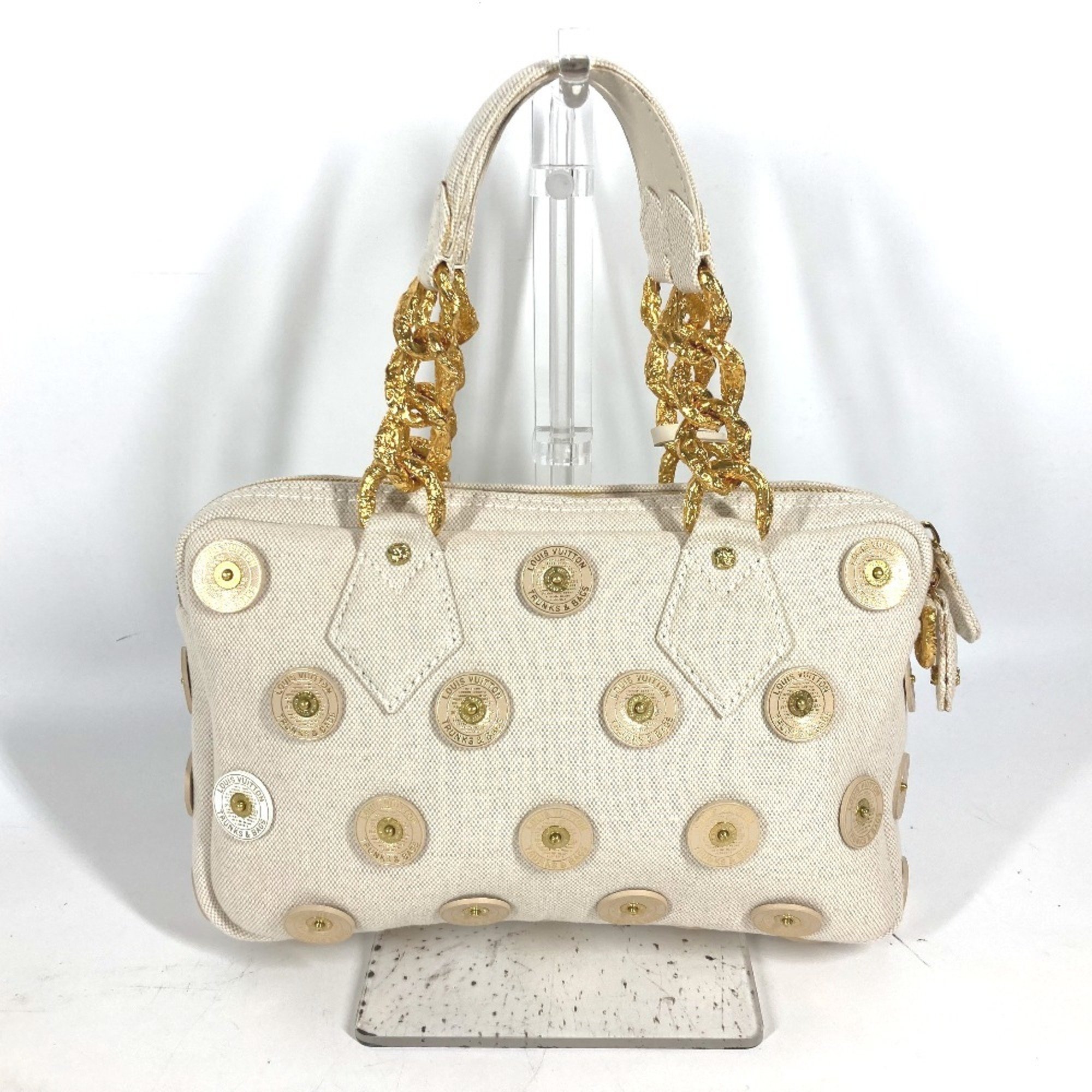 LOUIS VUITTON M95407 Polka Dots Panama Tinkerbell Handbag with Bell Canvas Women's Ivory White