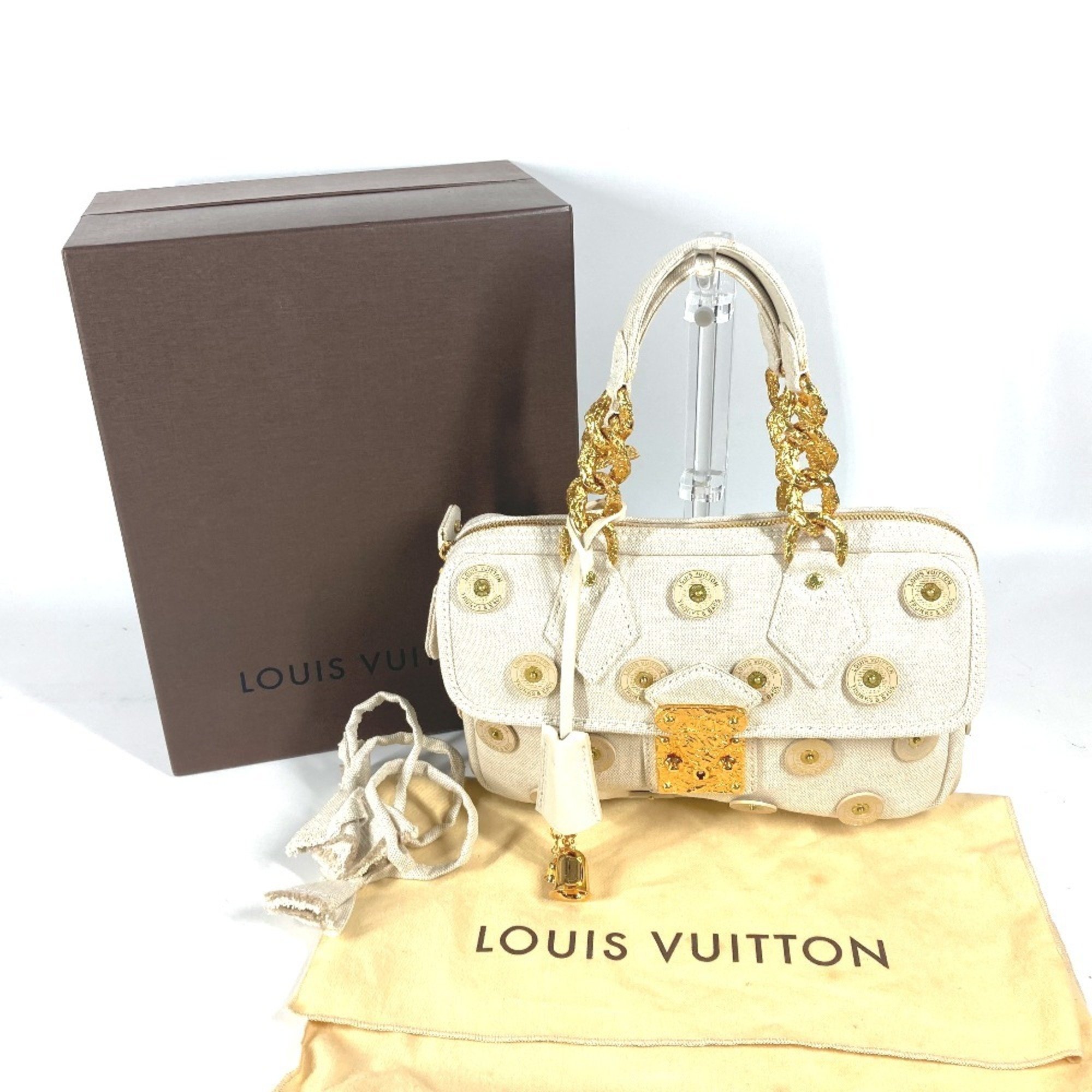 LOUIS VUITTON M95407 Polka Dots Panama Tinkerbell Handbag with Bell Canvas Women's Ivory White