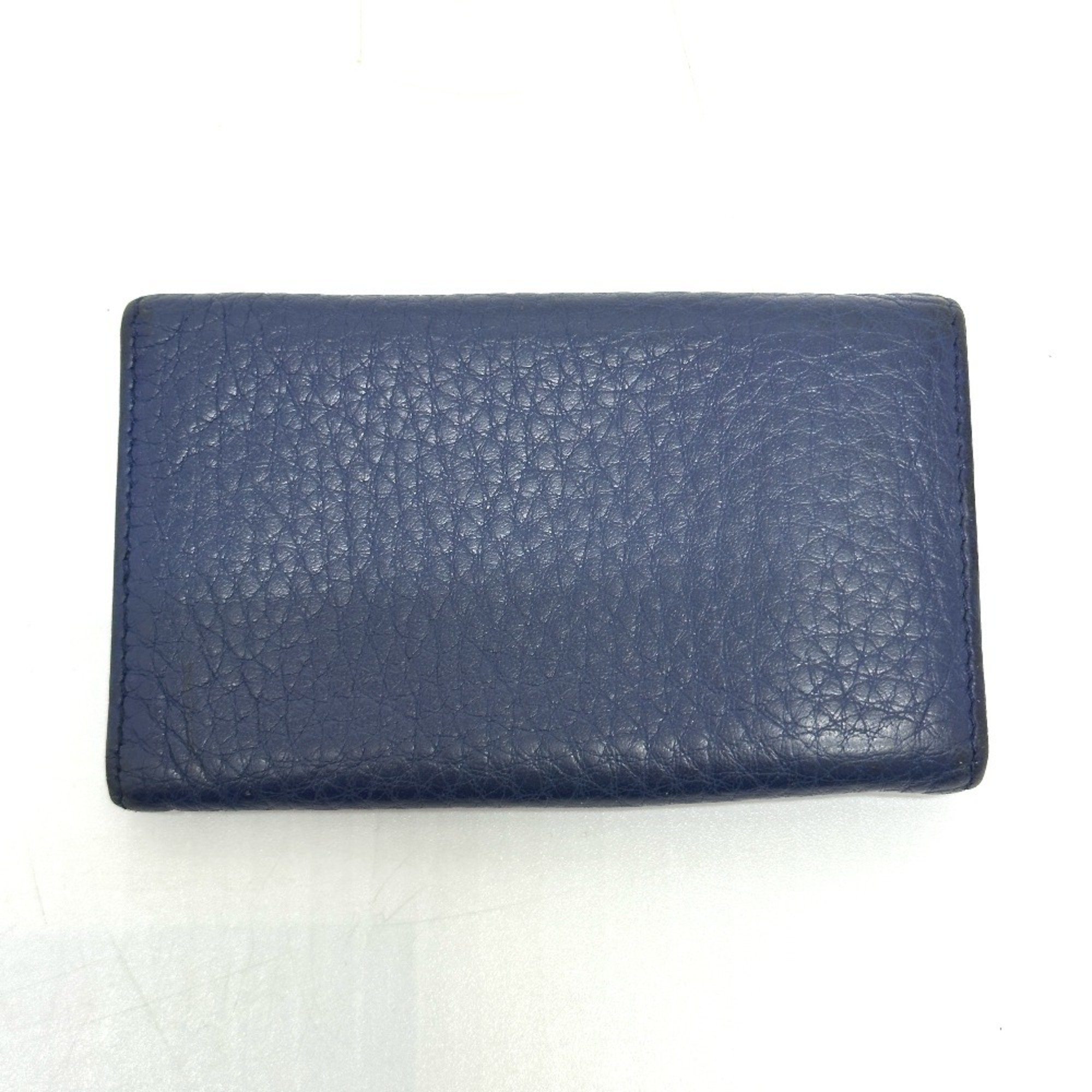 PRADA 1PG222 Triangle Plate 6-ring Key Case Leather Women's Blue