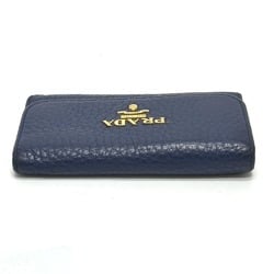 PRADA 1PG222 Triangle Plate 6-ring Key Case Leather Women's Blue