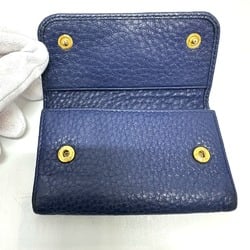 PRADA 1PG222 Triangle Plate 6-ring Key Case Leather Women's Blue