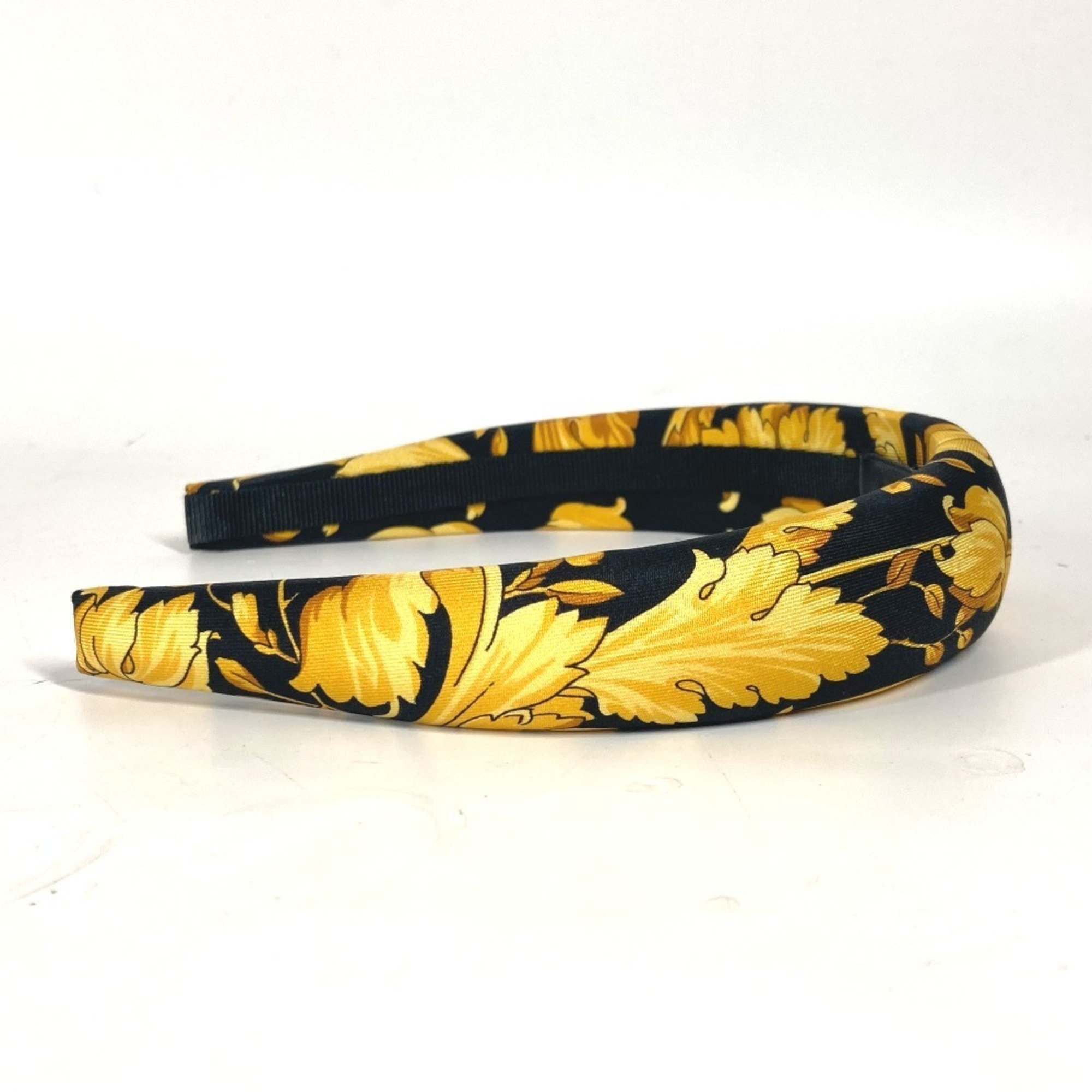 VERSACE Baroque Headband, Hairband, Silk, Women's, Black